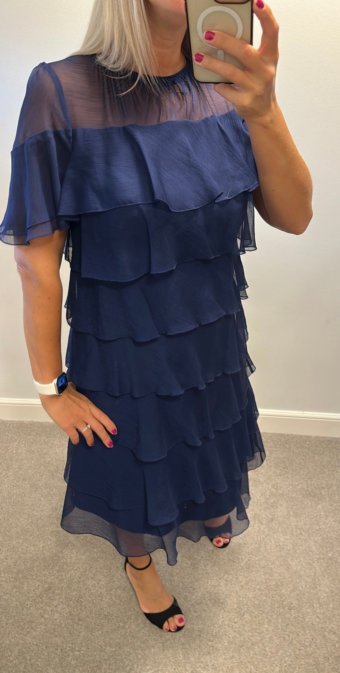 Phase eight navy ruffle dress size 12
