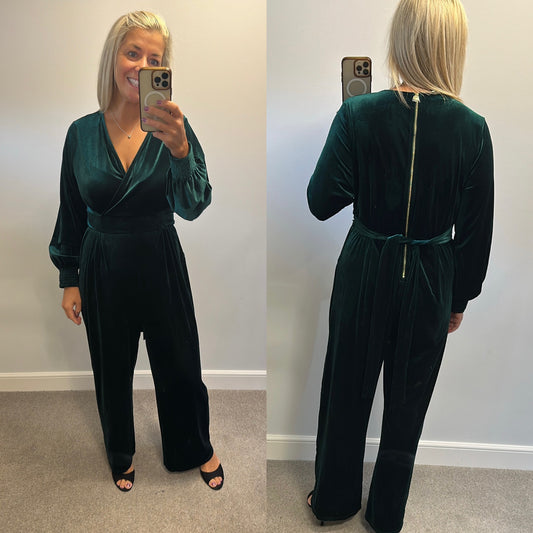 Yumi green velvet jumpsuit brand new without tags
