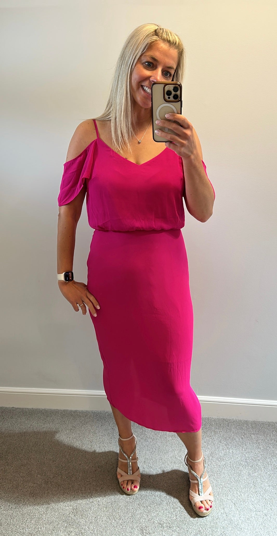 Oasis pink midi dress size 12