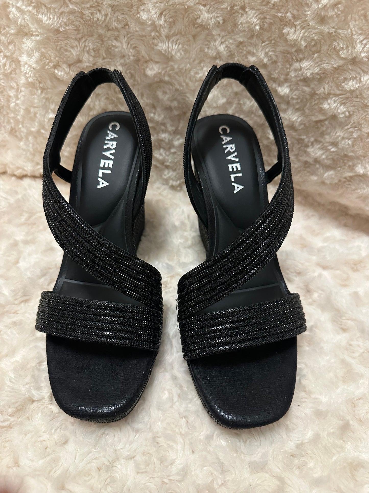 Carvela black sparkly wedges size UK 6