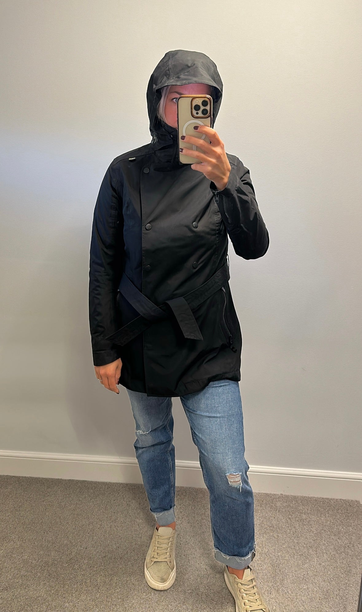 Helly Hansen black Welsey II Waterproof Trench Coat size M would fit upto size 12 £35 also available in off white