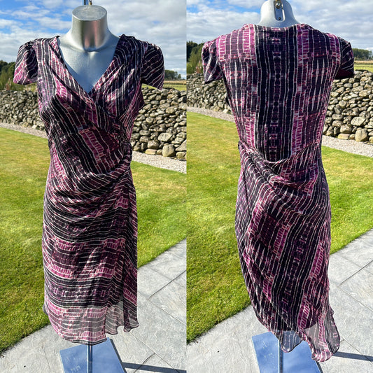 Damsel in a dress purple silk print dress size 10