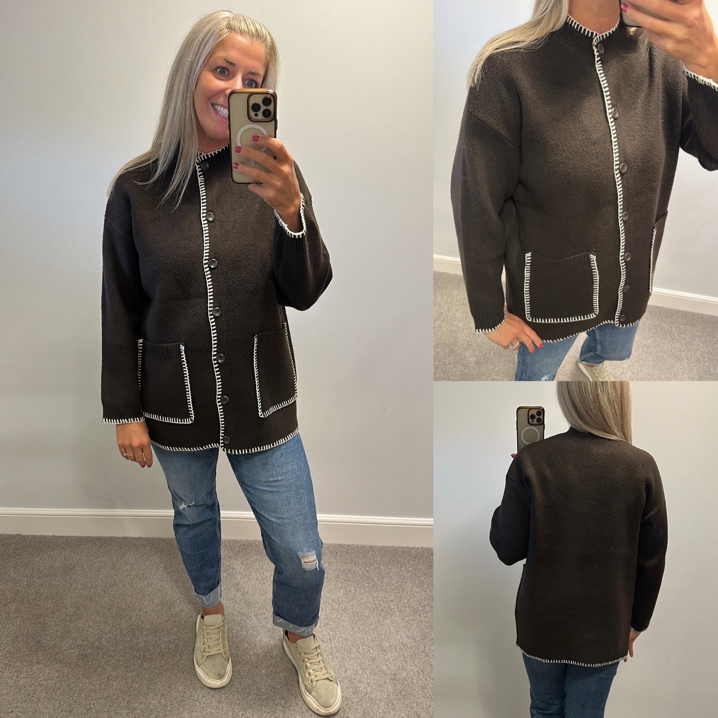 Brown knit cosy cardigan would fit upto size 16