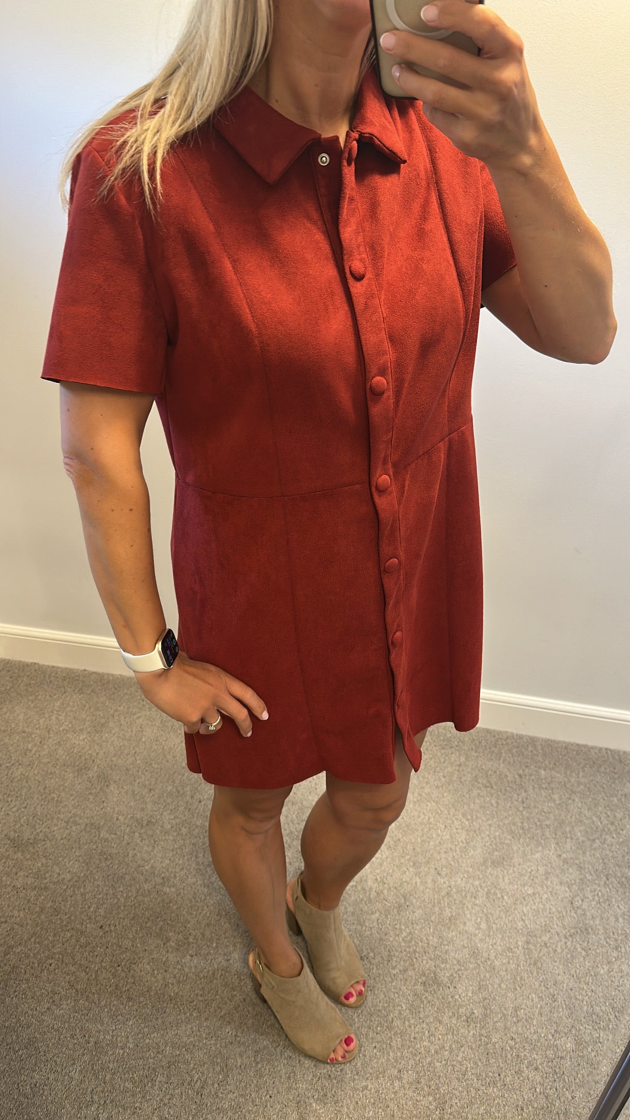 Zara burgundy suede style dress would fit upto size 14