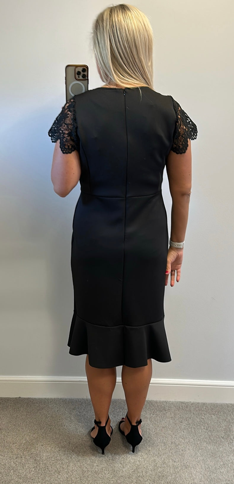 Anthology black dress with lace collar size 16