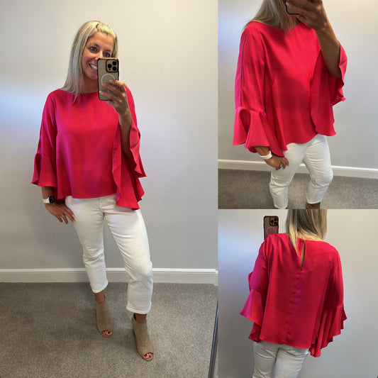 Coast hot pink floaty sleeve top size 18 brand new with tags RRP £59