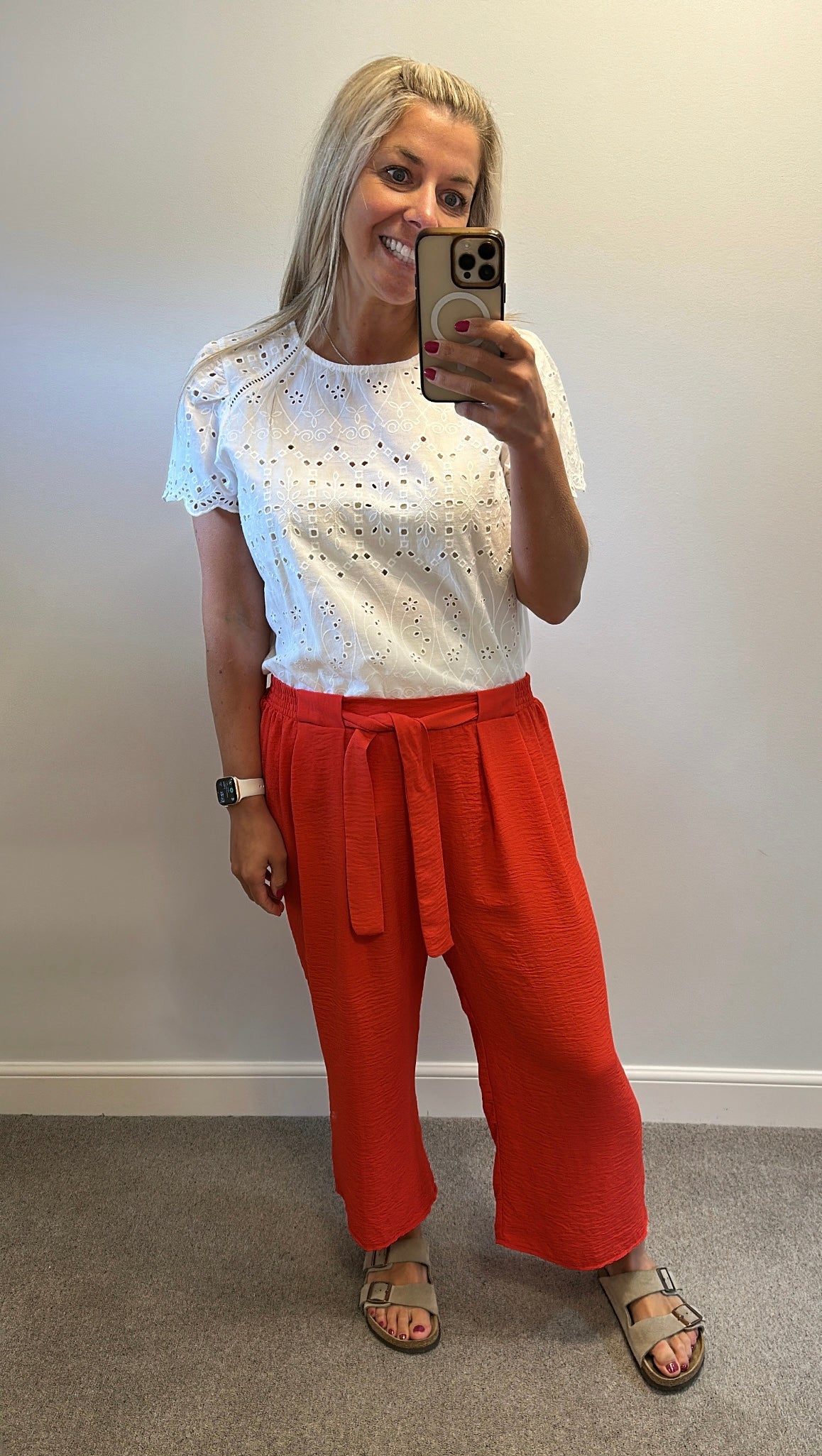 M&Co orange lightweight crop trousers size 16