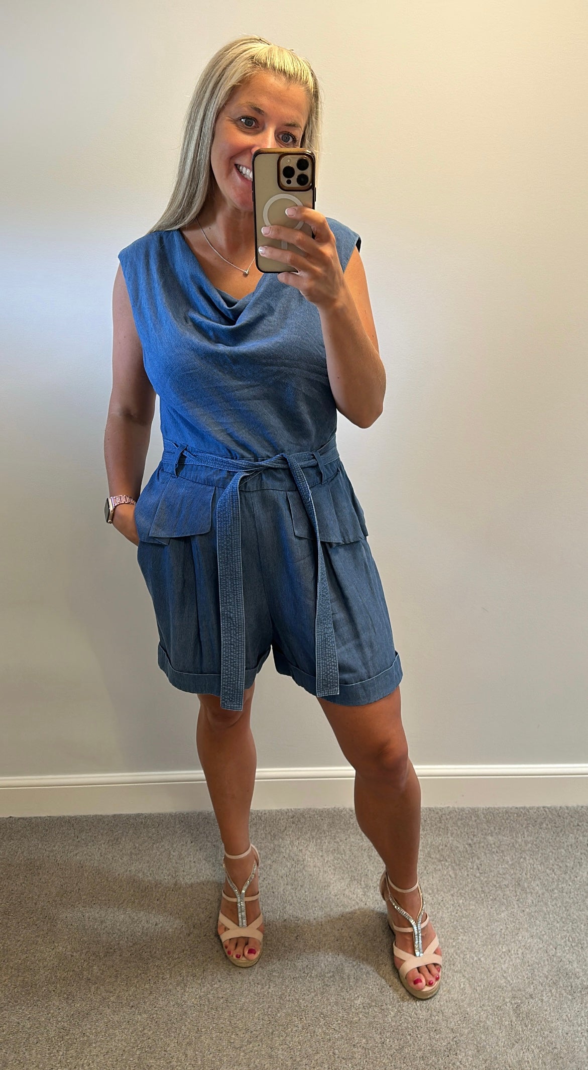 Karen Millen denim playsuit small size 16