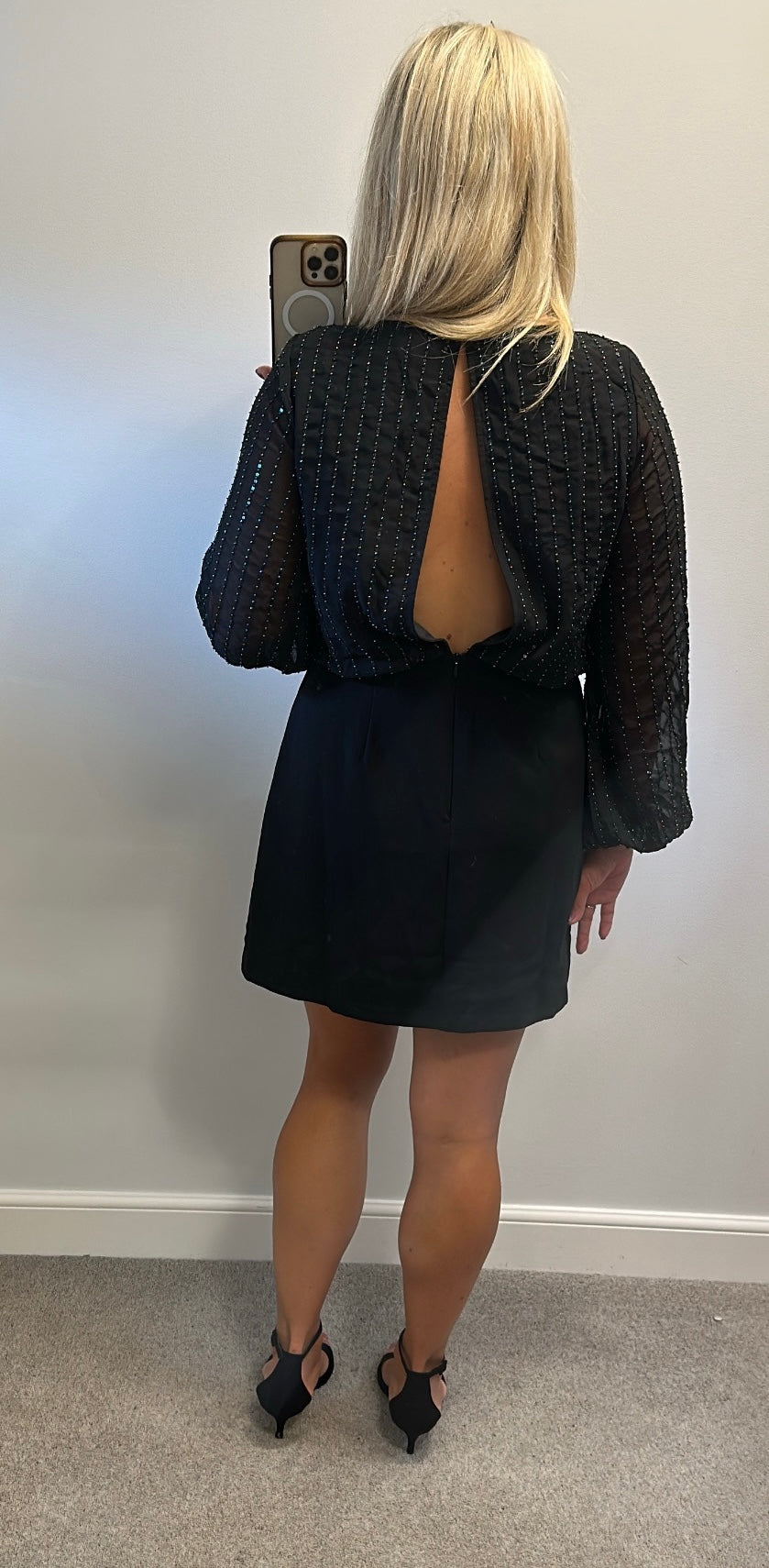 French connection black sequin dress size 14