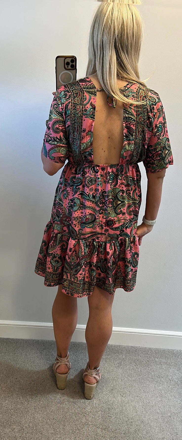 Made with love pink paisley print dress one size fitting upto size 14