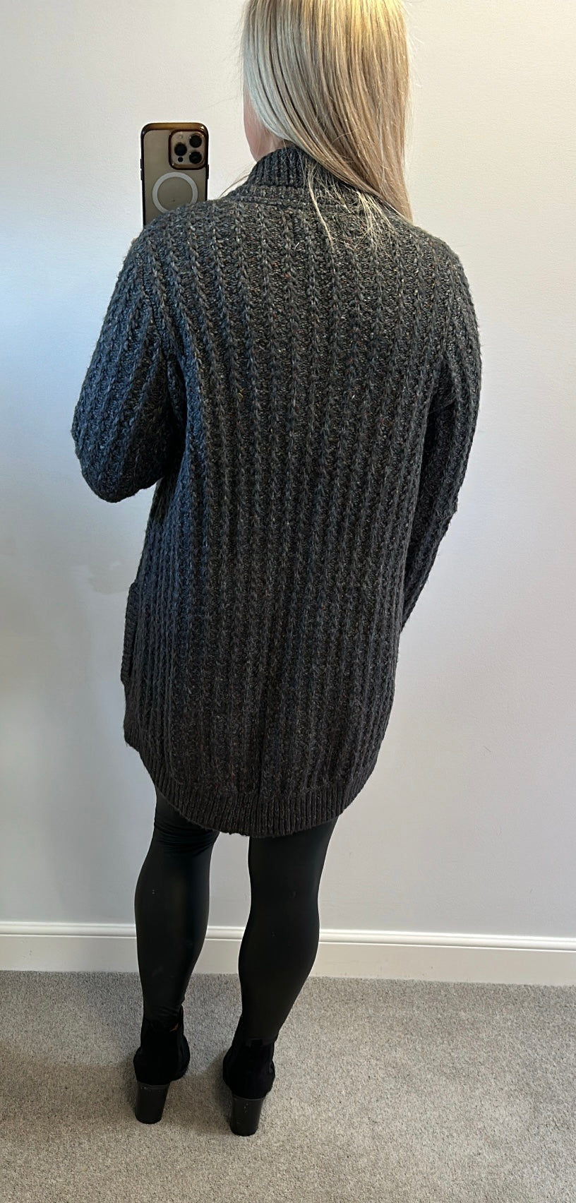 Fat face grey knit cotton cardigan size 18