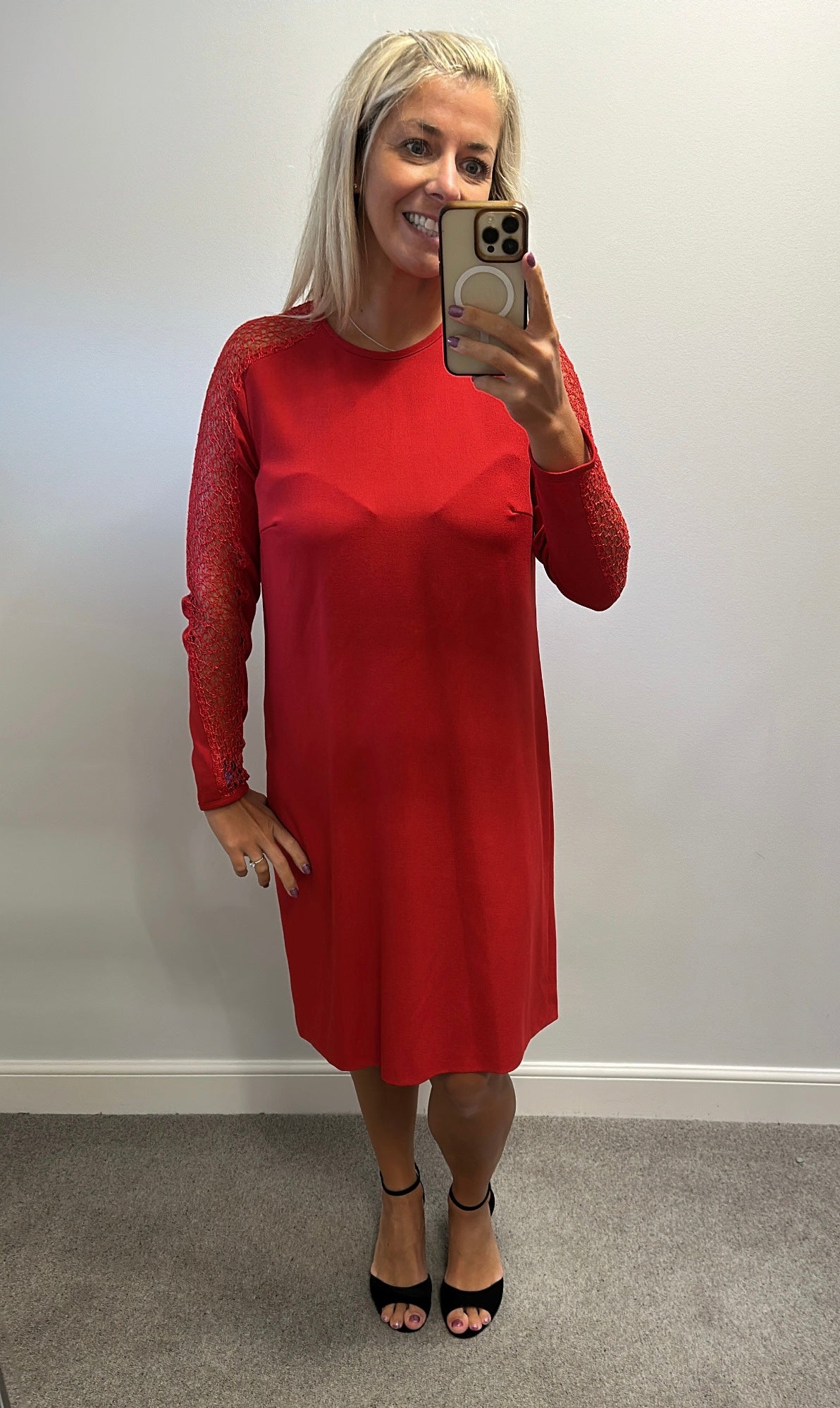 RIANI red lace dress size 16