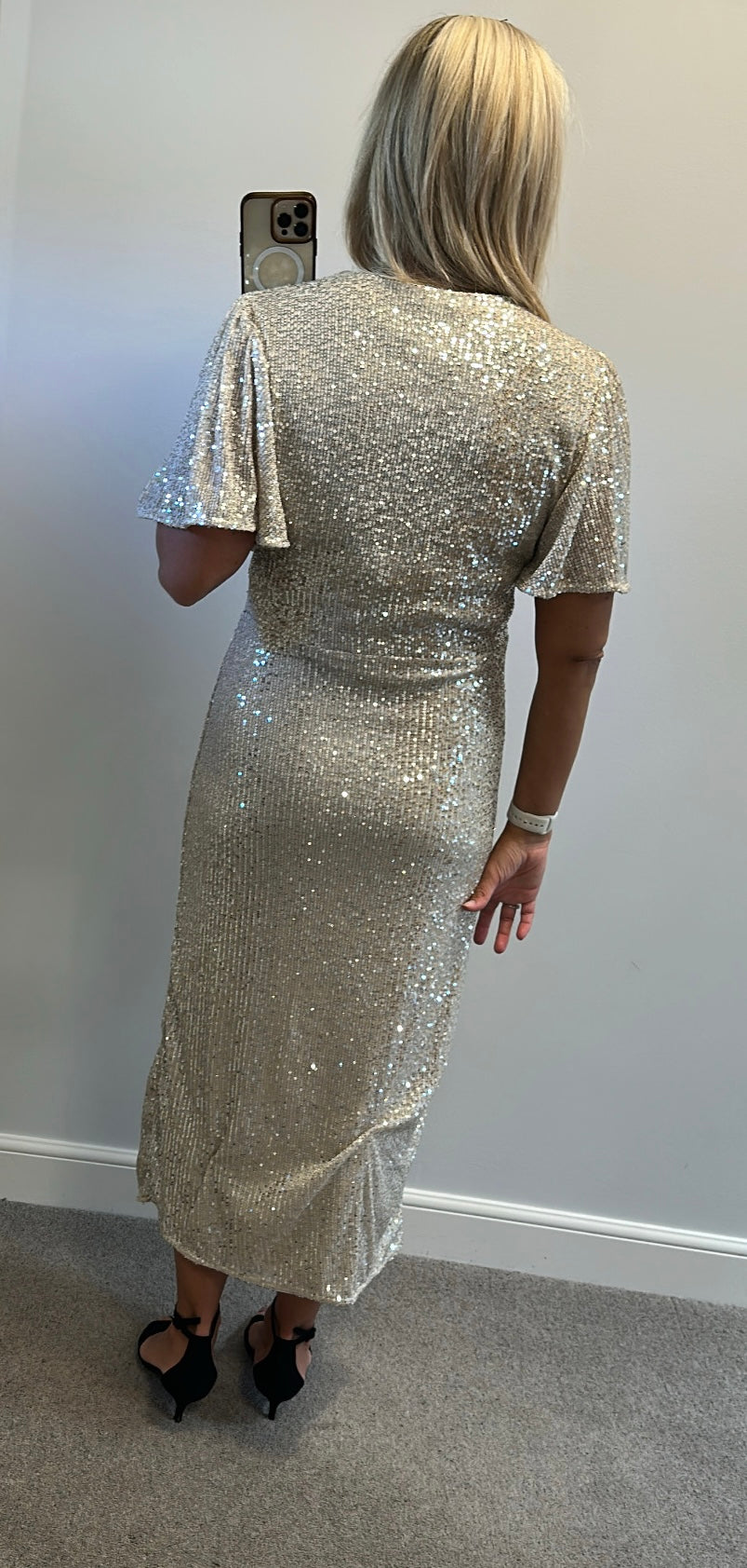 River island champagne gold  sequin dress size 14