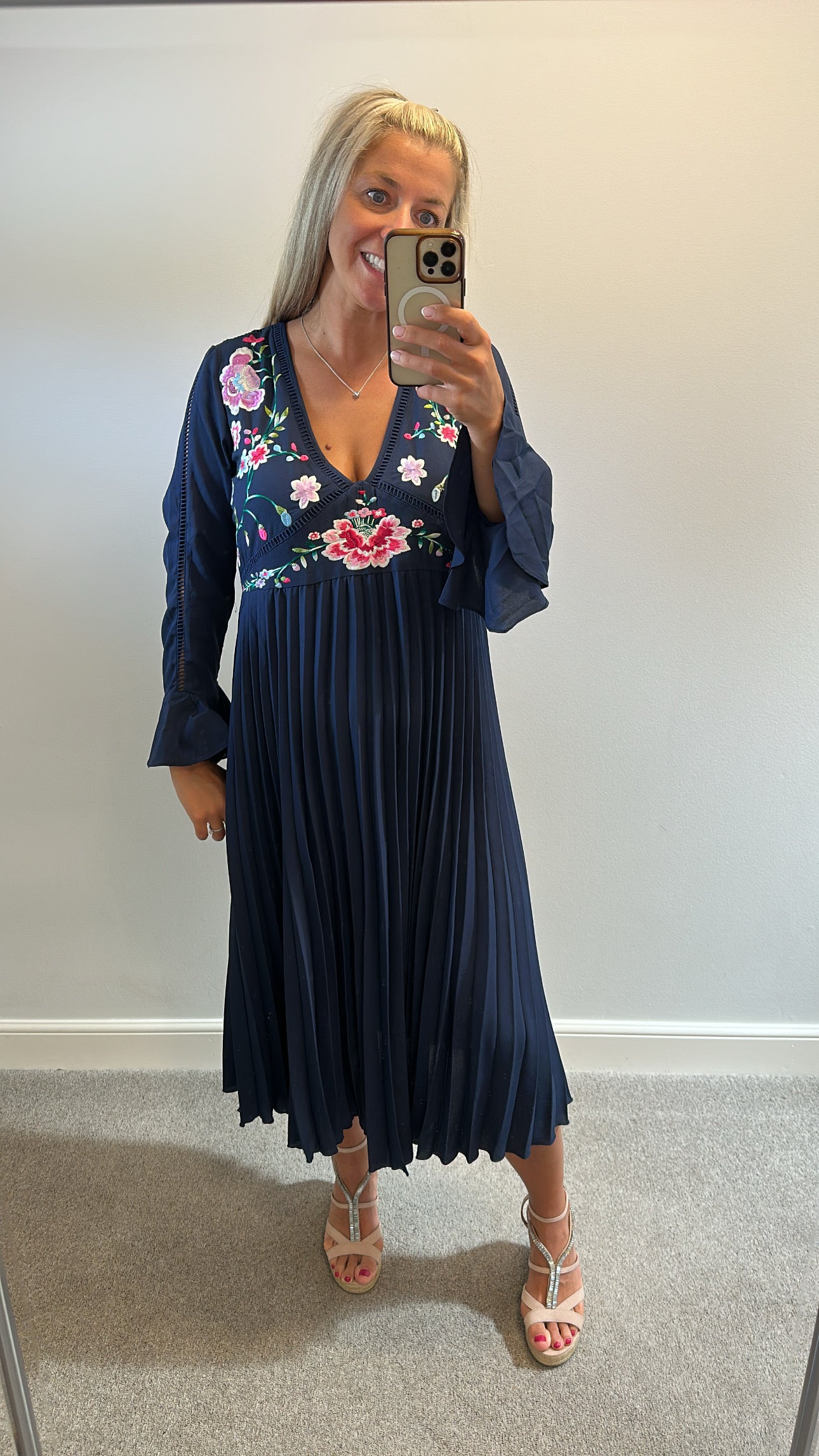 ASOS navy embroidered dress size 18