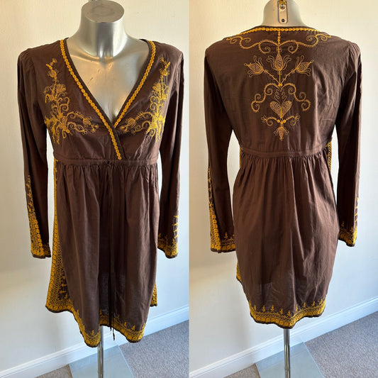 Lucky brand embroidered cotton dress size S (8-12)