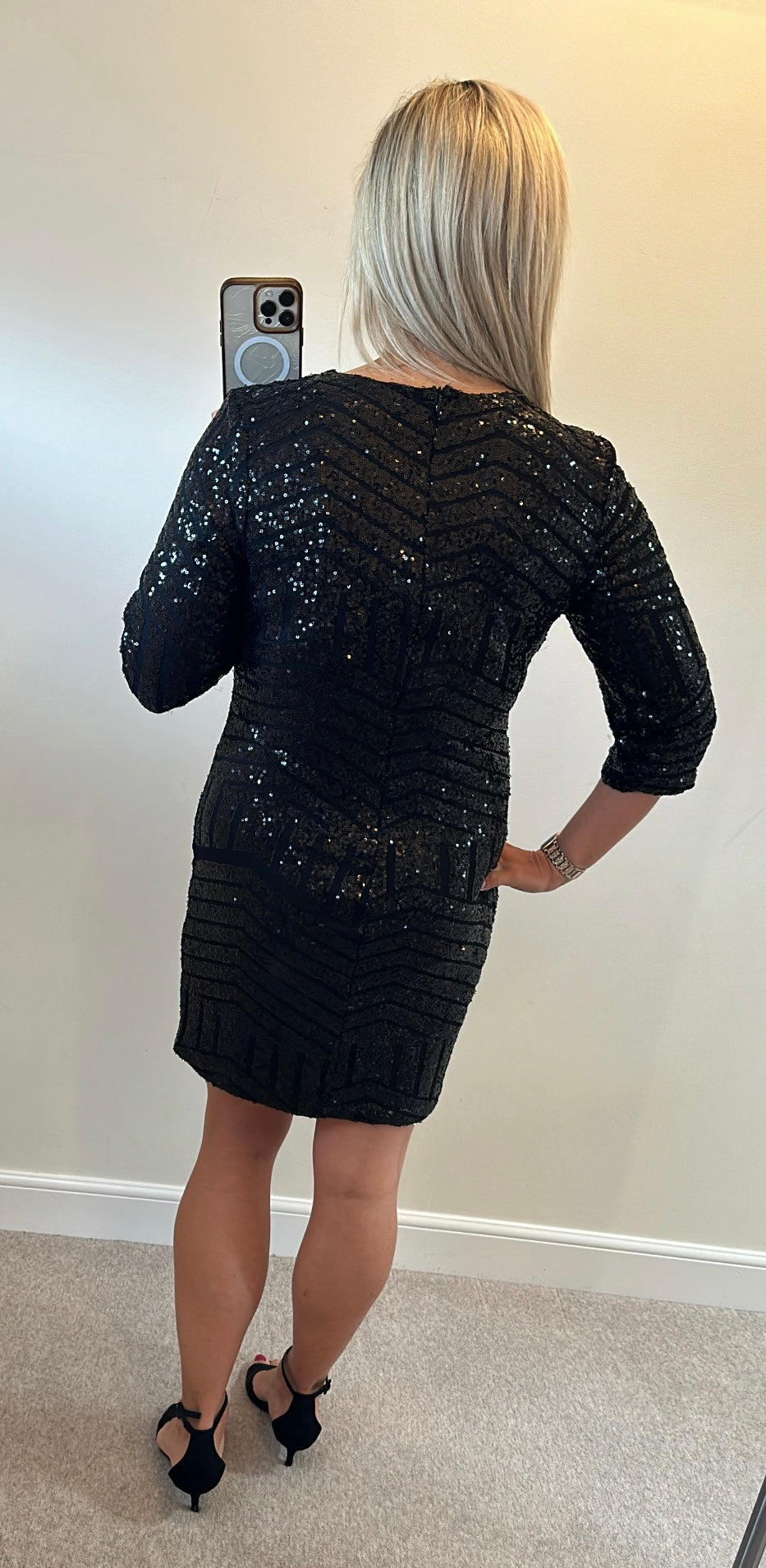 Boohoo black sequin dress size 16