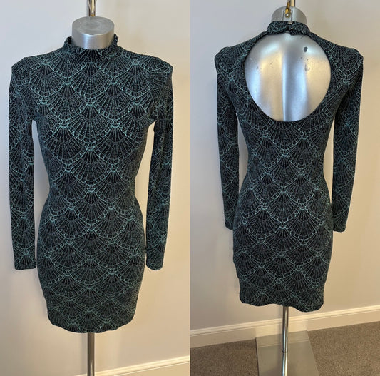 River island black and turquoise/ green shimmer dress size 10