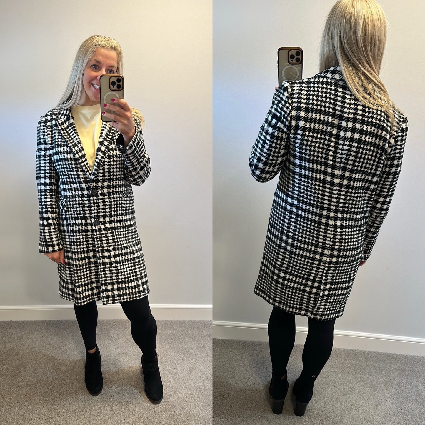 Black and white dog tooth print jacket size 12