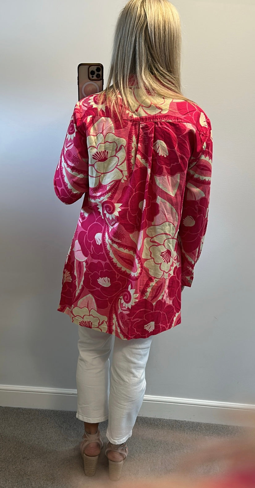 Pomodoro pink print shirt one size fitting upto size 16