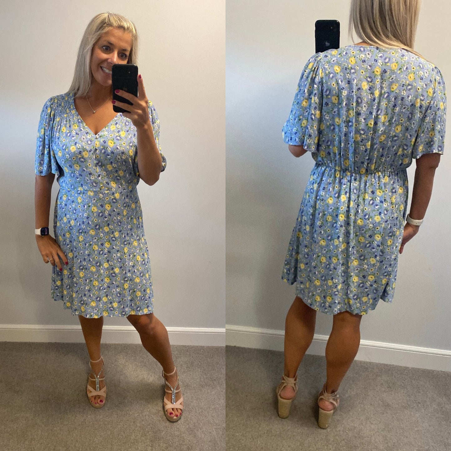 F&F blue floral dress size 16
