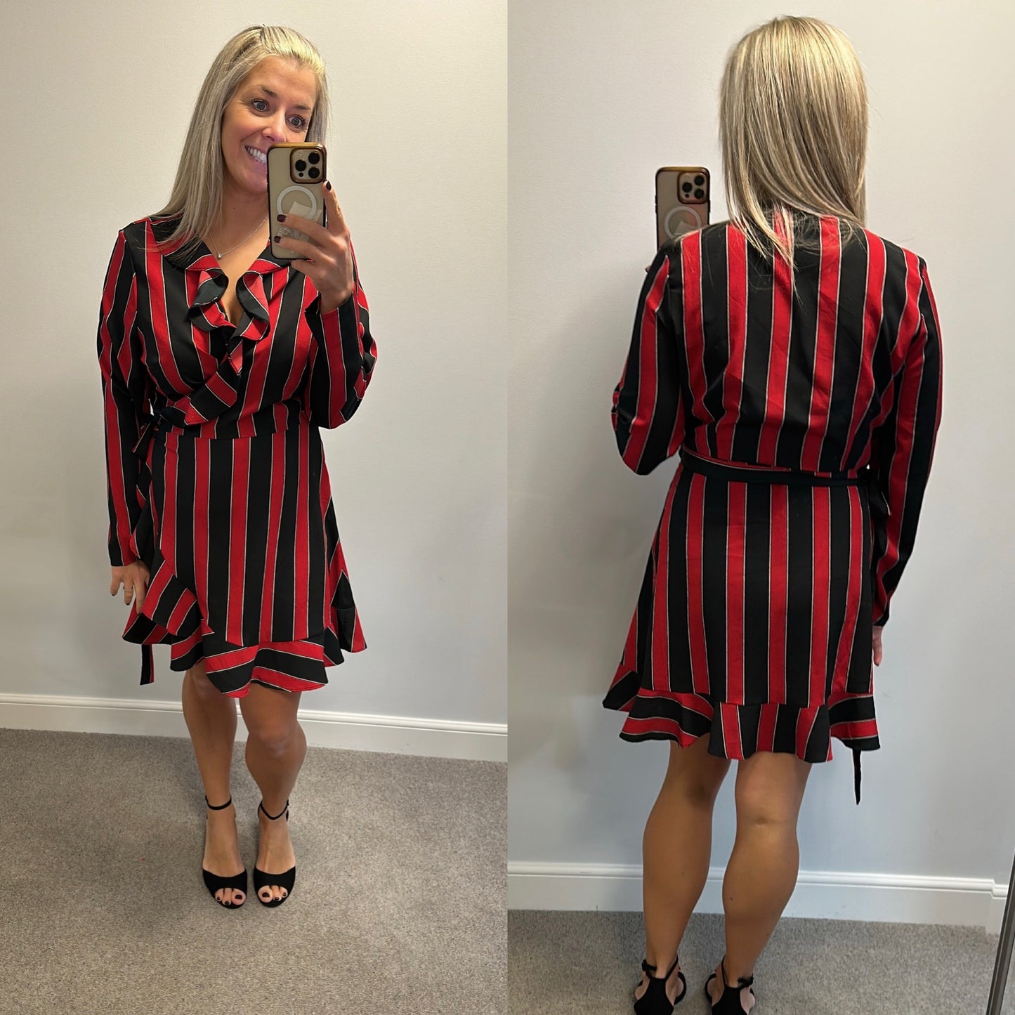 Very black and red wrap dress size 18