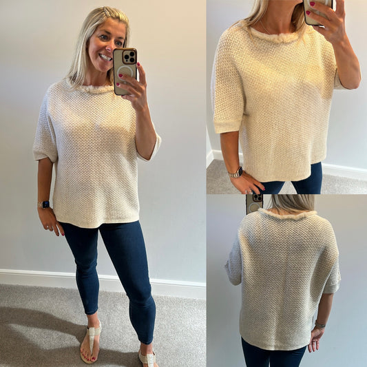 Marie mero beige knit top size 14 (large fit would fit upto size 18)