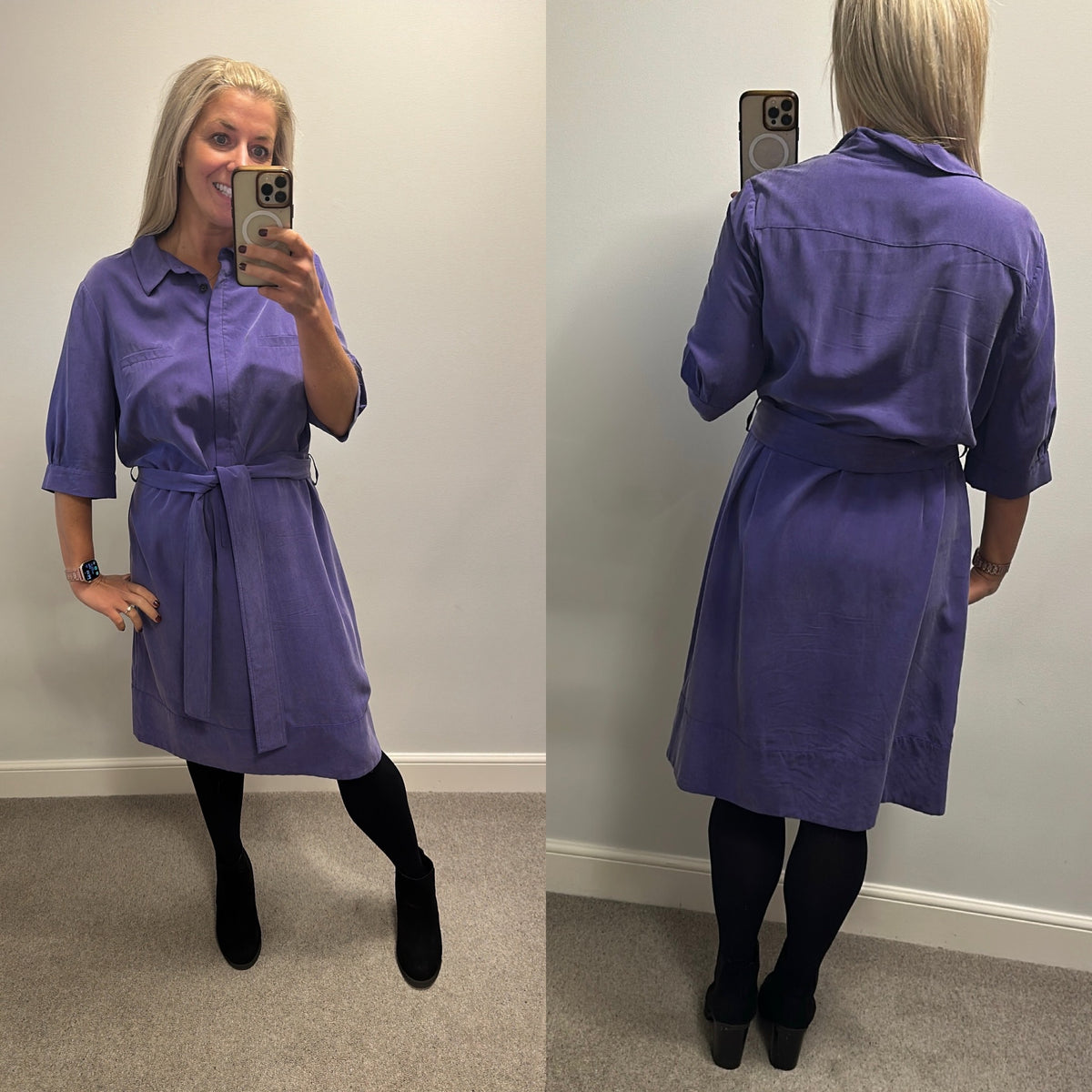 Hobbs purple silk dress size 18