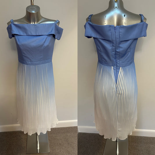 Chi chi baby blue and white ruffle dress size 10