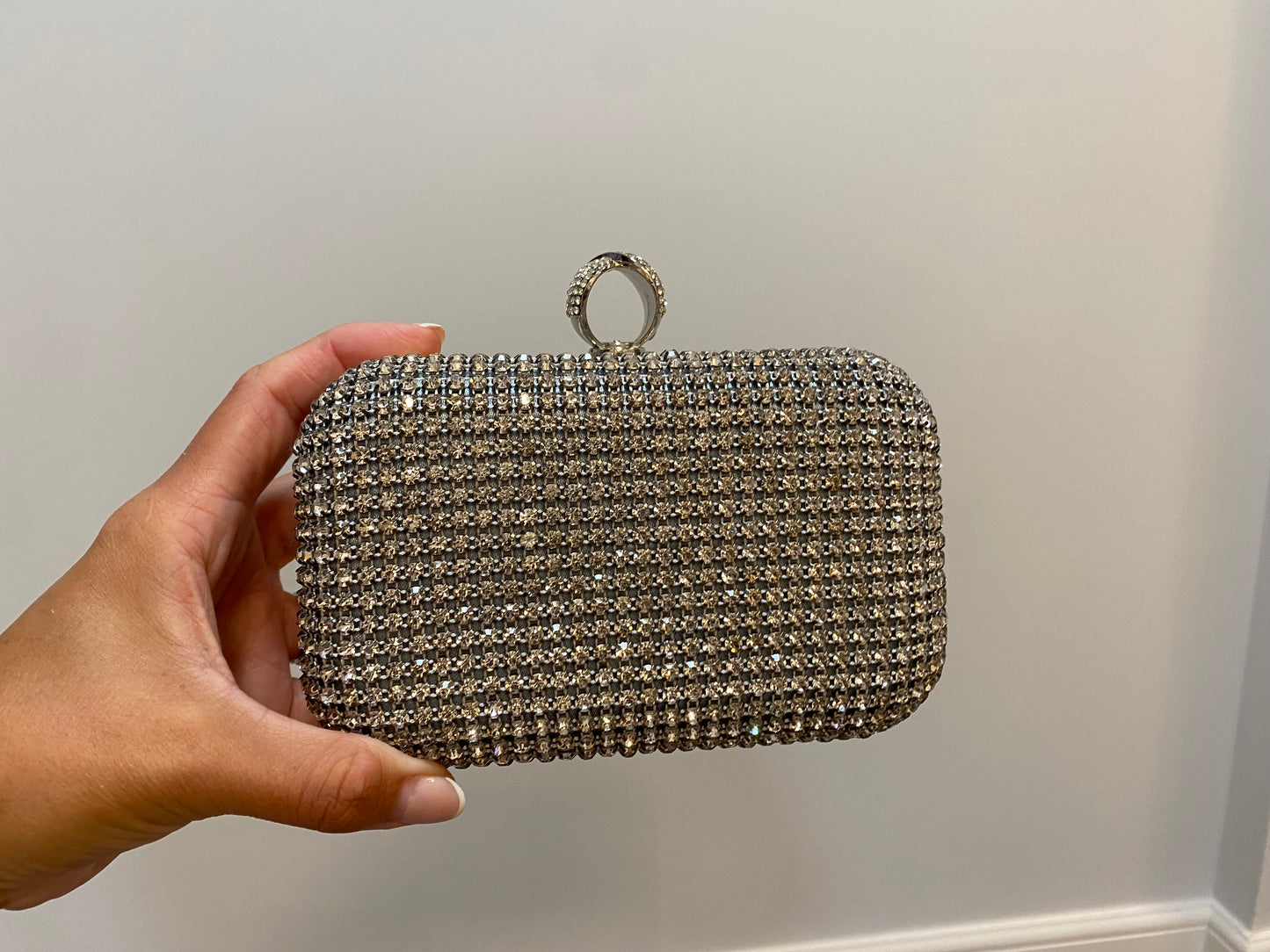 Diamanté clutch bag with strap