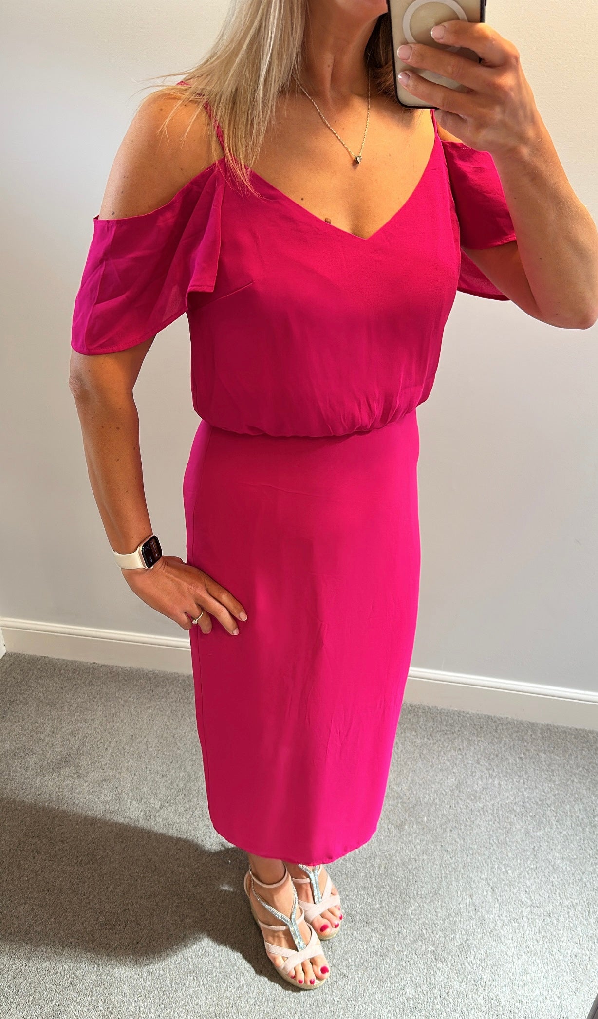 Oasis pink midi dress size 12