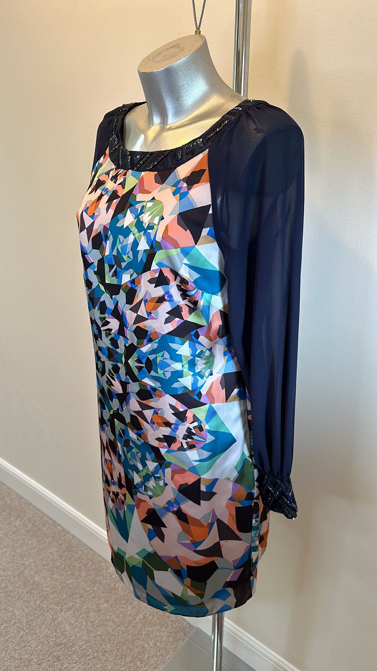 Monsoon multi print dress size 12