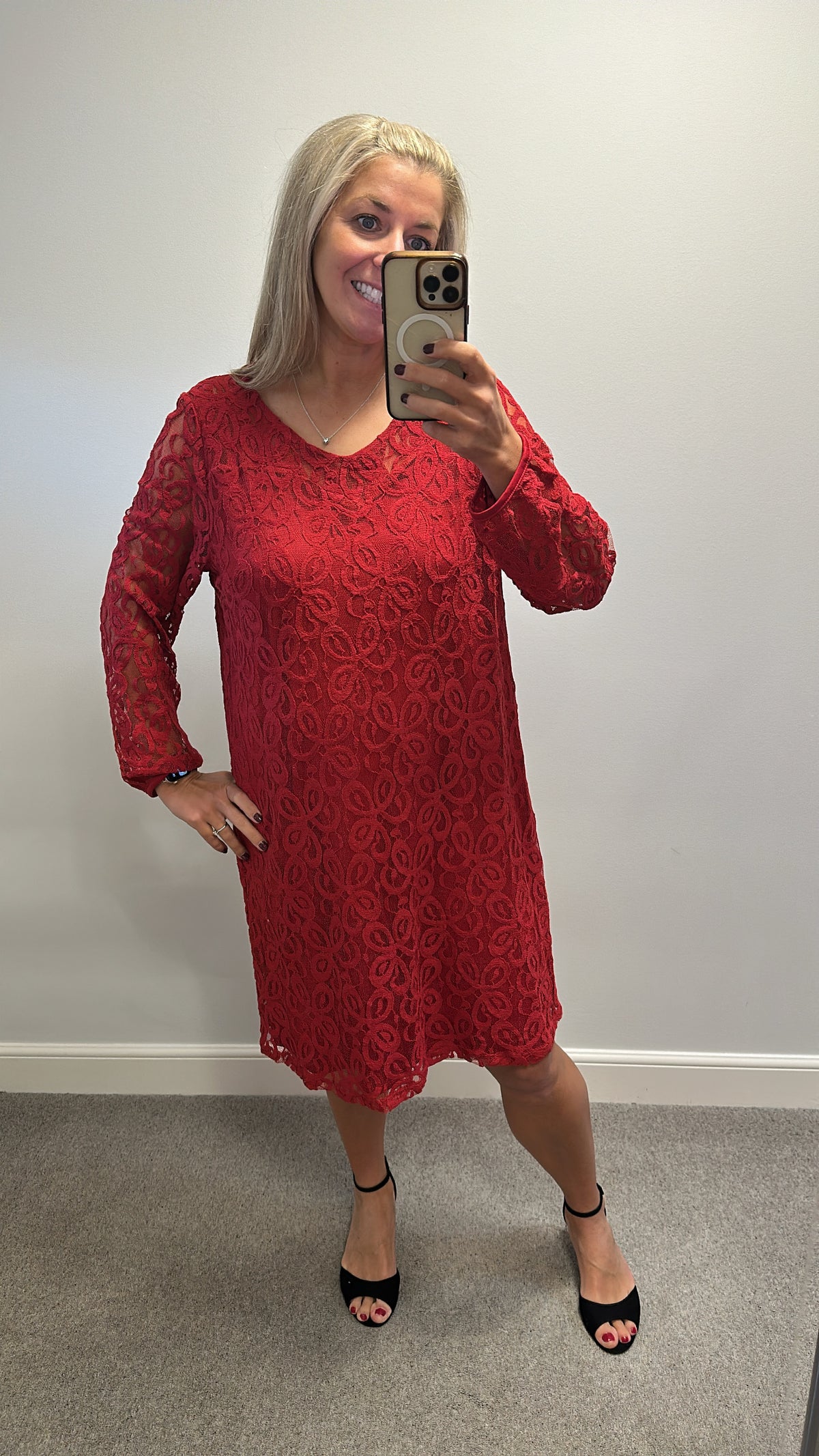 Bonmarche red lace dress size 18