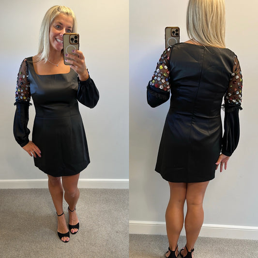 French connection black sequin dress size 12