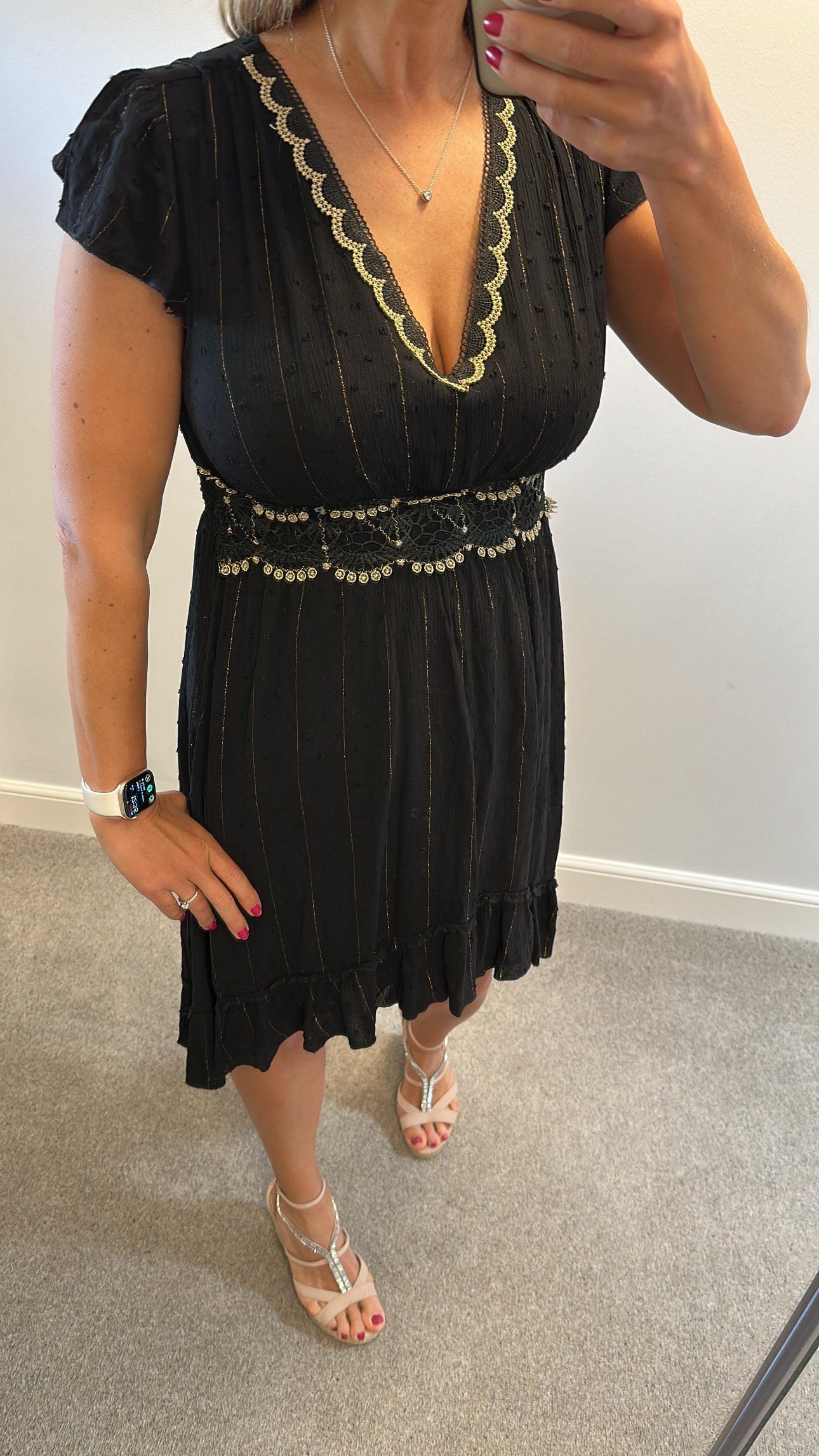 Azara black and gold summer dress onesize fitting upto size 14