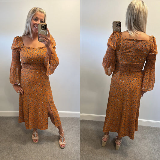 French connection tan print dress size 12