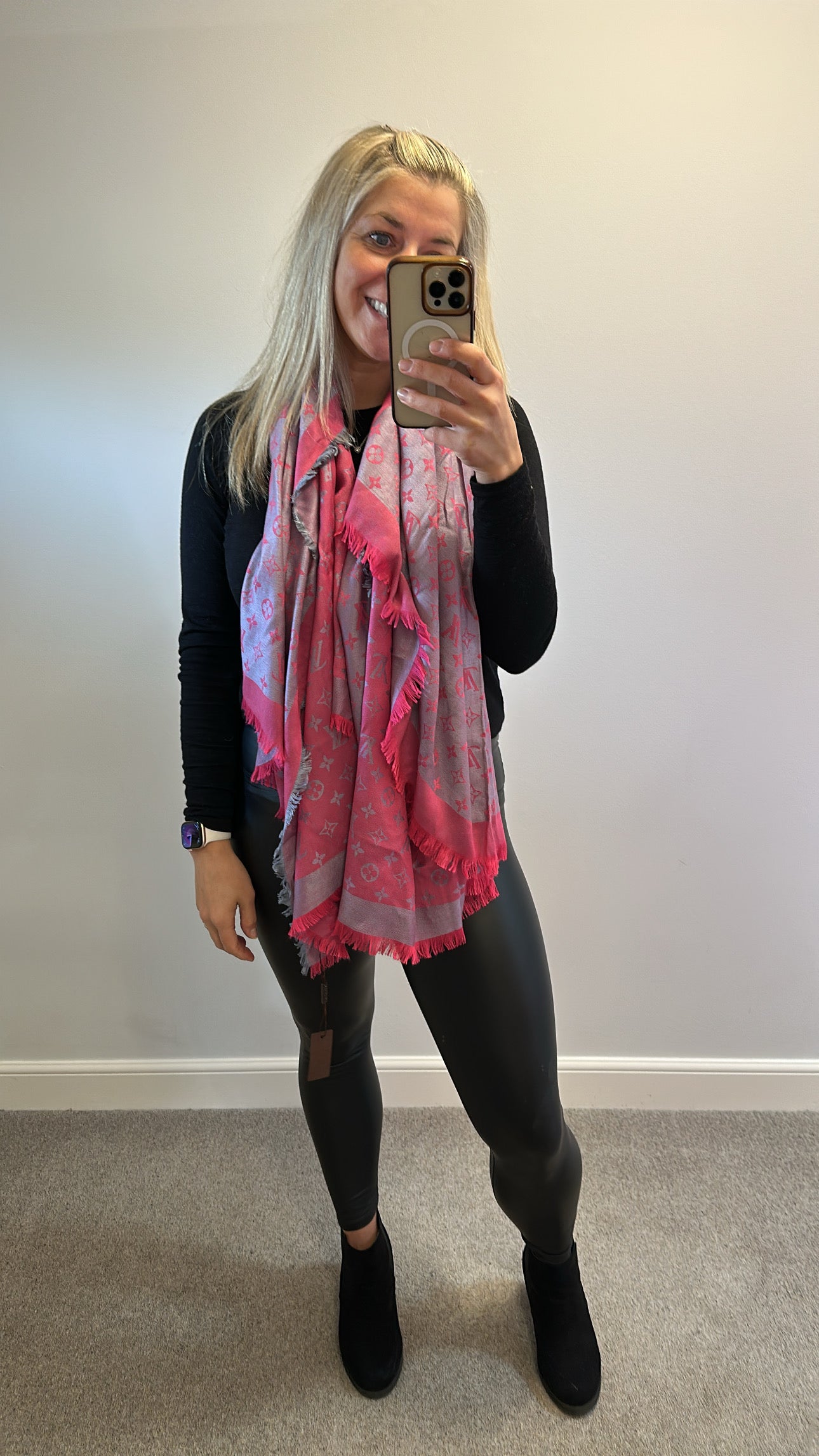 Pink monogram 2 toned scarf brand new
