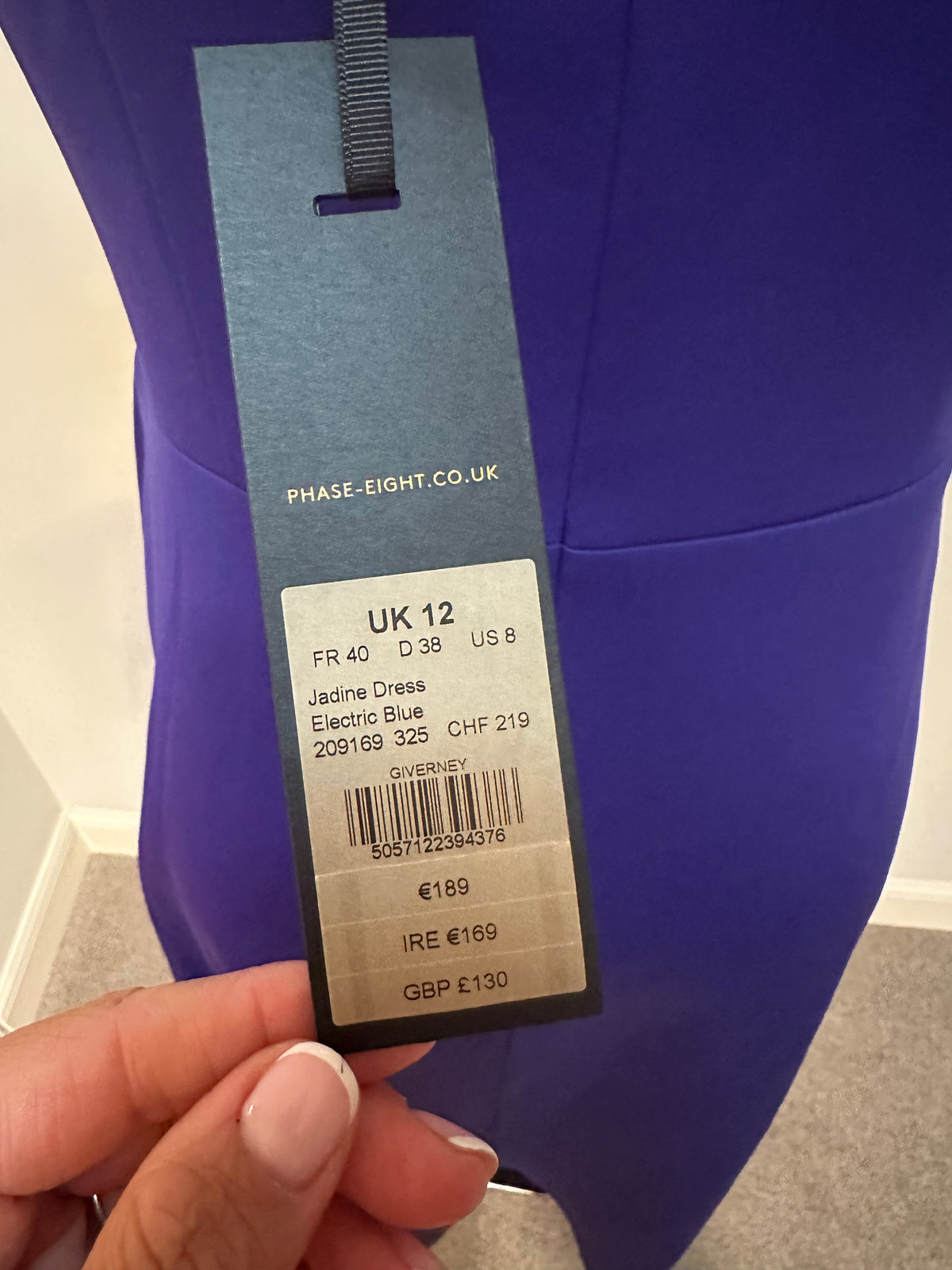 Phase Eight electric blue dress size 12
