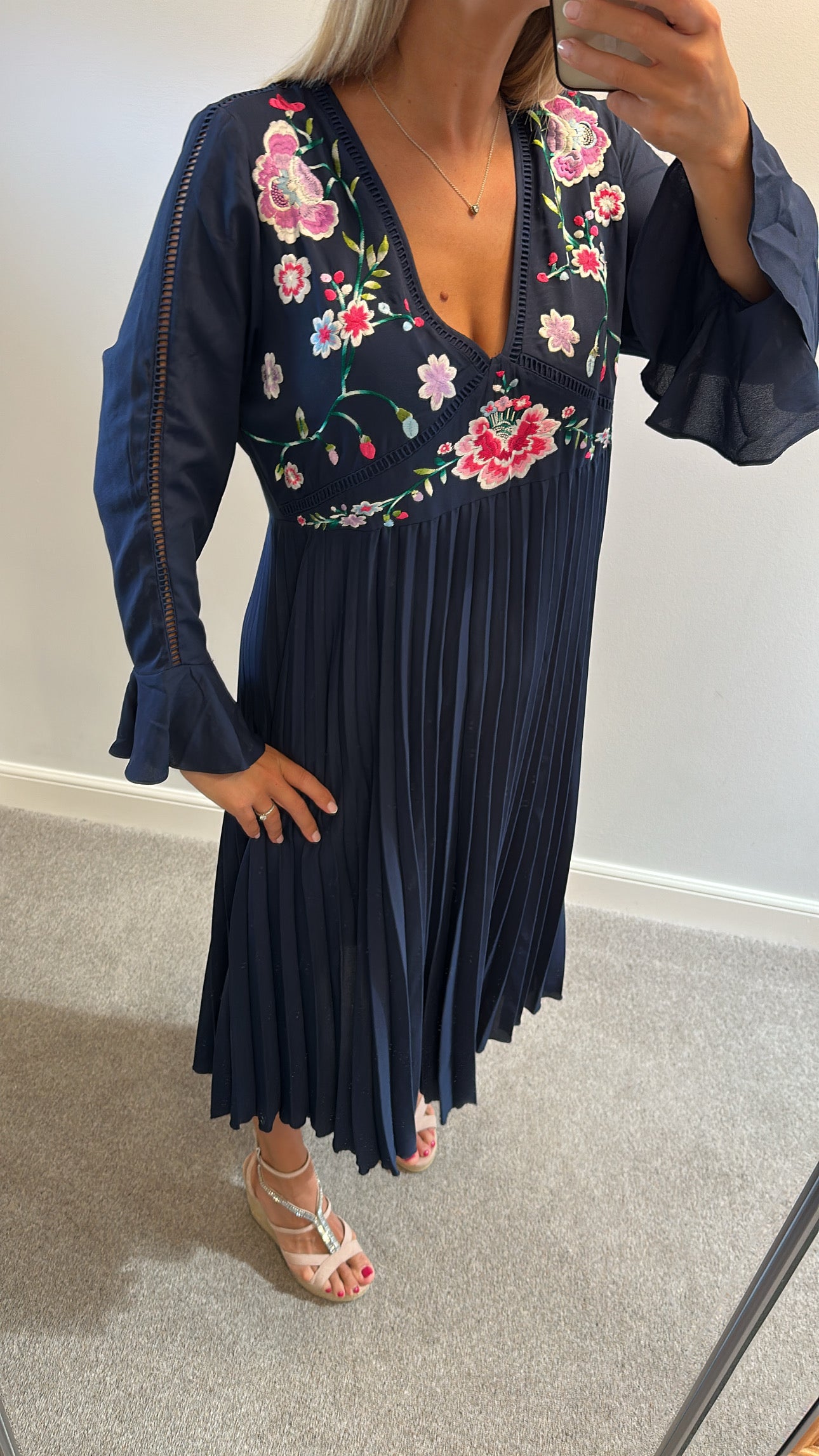 ASOS navy embroidered dress size 18