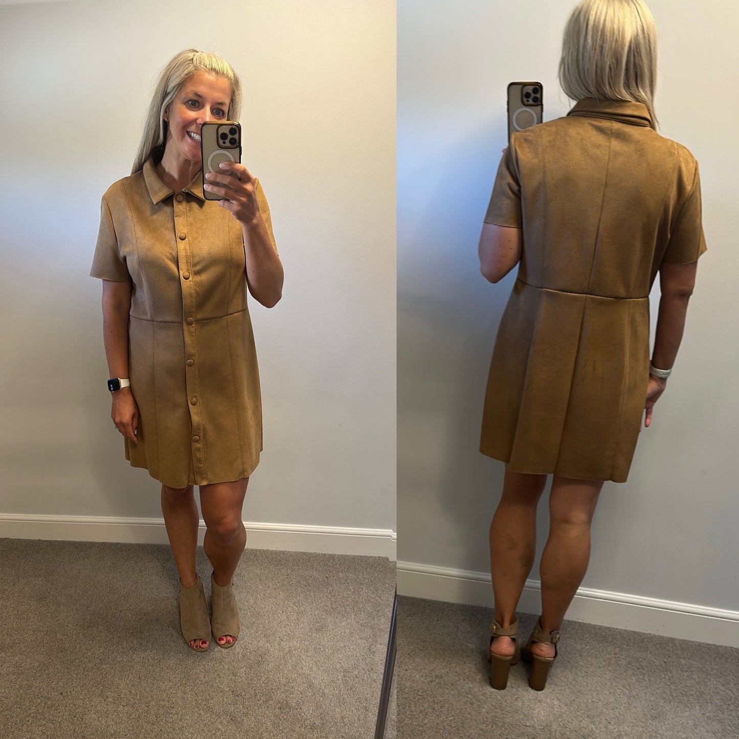 Zara beige suede style dress would fit upto size 14