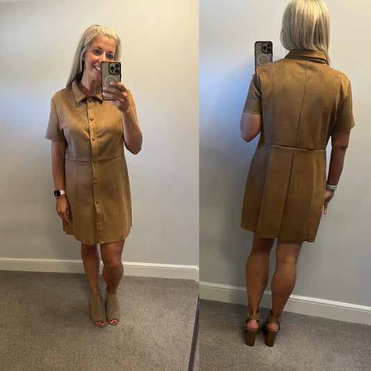 Zara beige suede style dress would fit upto size 14