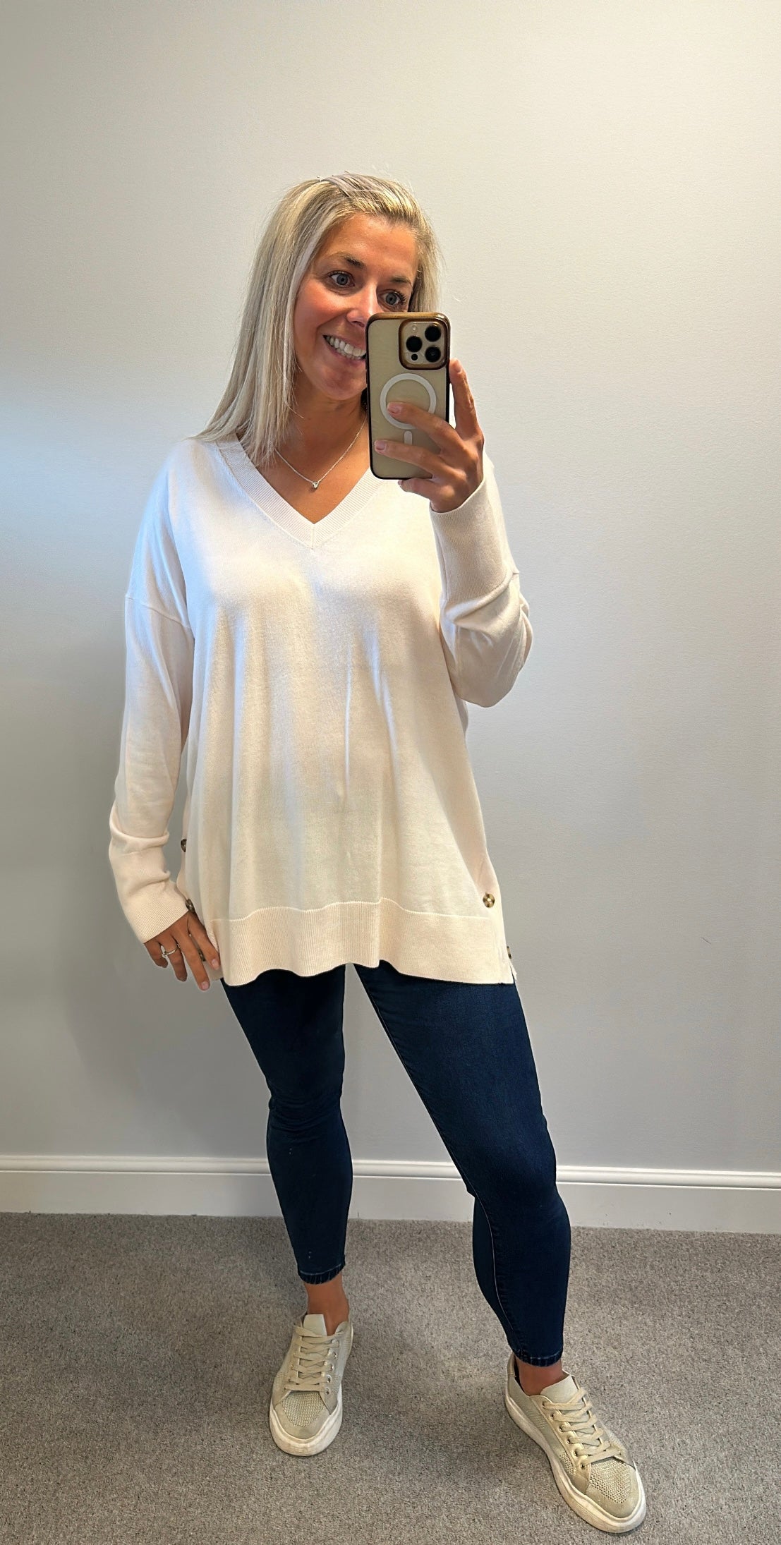 White label “white company” cotton Rose pink V neck jumper size 16