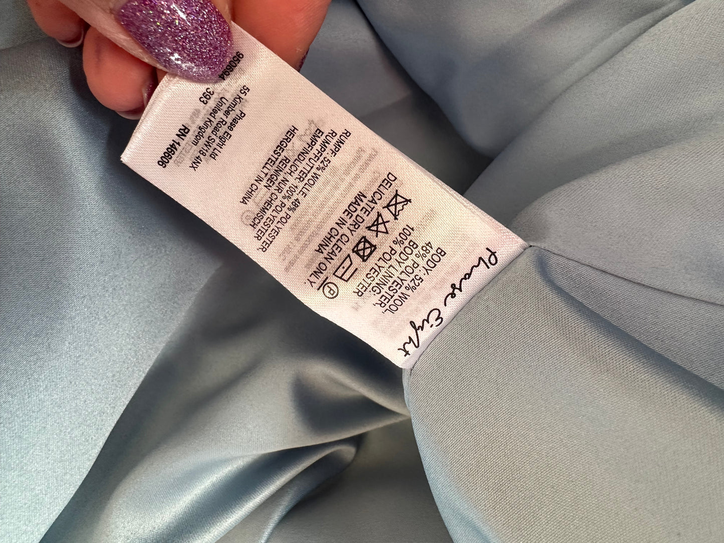 Phase eight baby blue wool jacket size 14