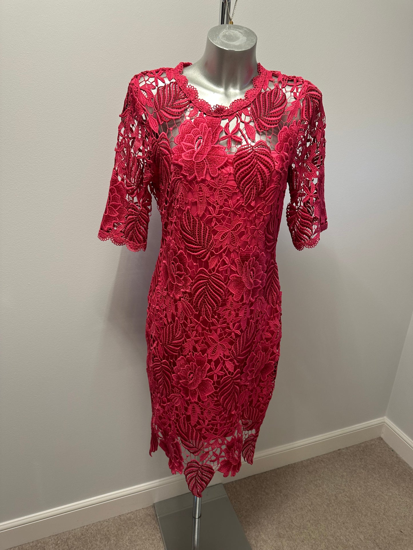 M&co boutique pink lace dress size 12