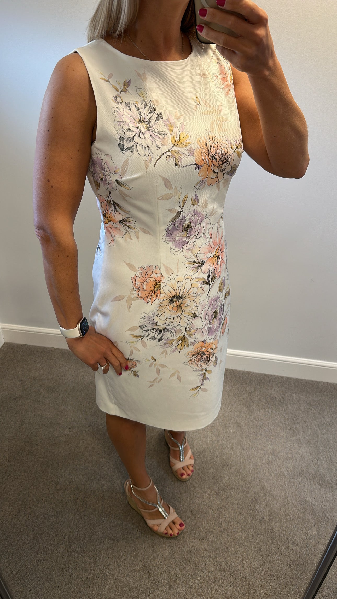 Hobbs off white floral dress size 14