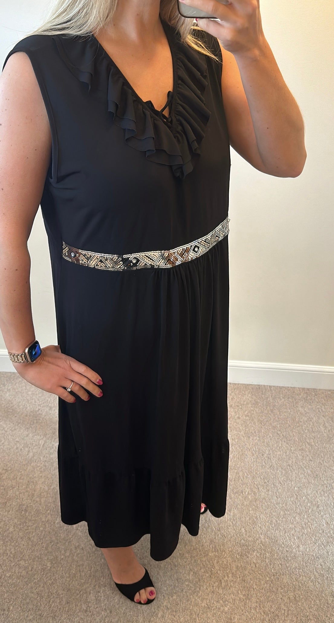 Joanna hope black sequin dress size 20