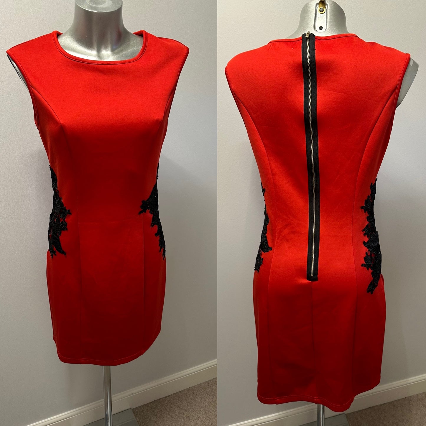 Maya deluxe red and black lace panel dress size 12