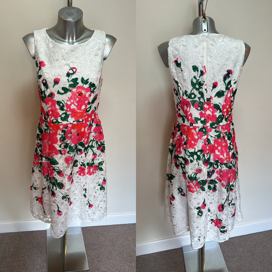 Phase eight white floral lace dress size 12