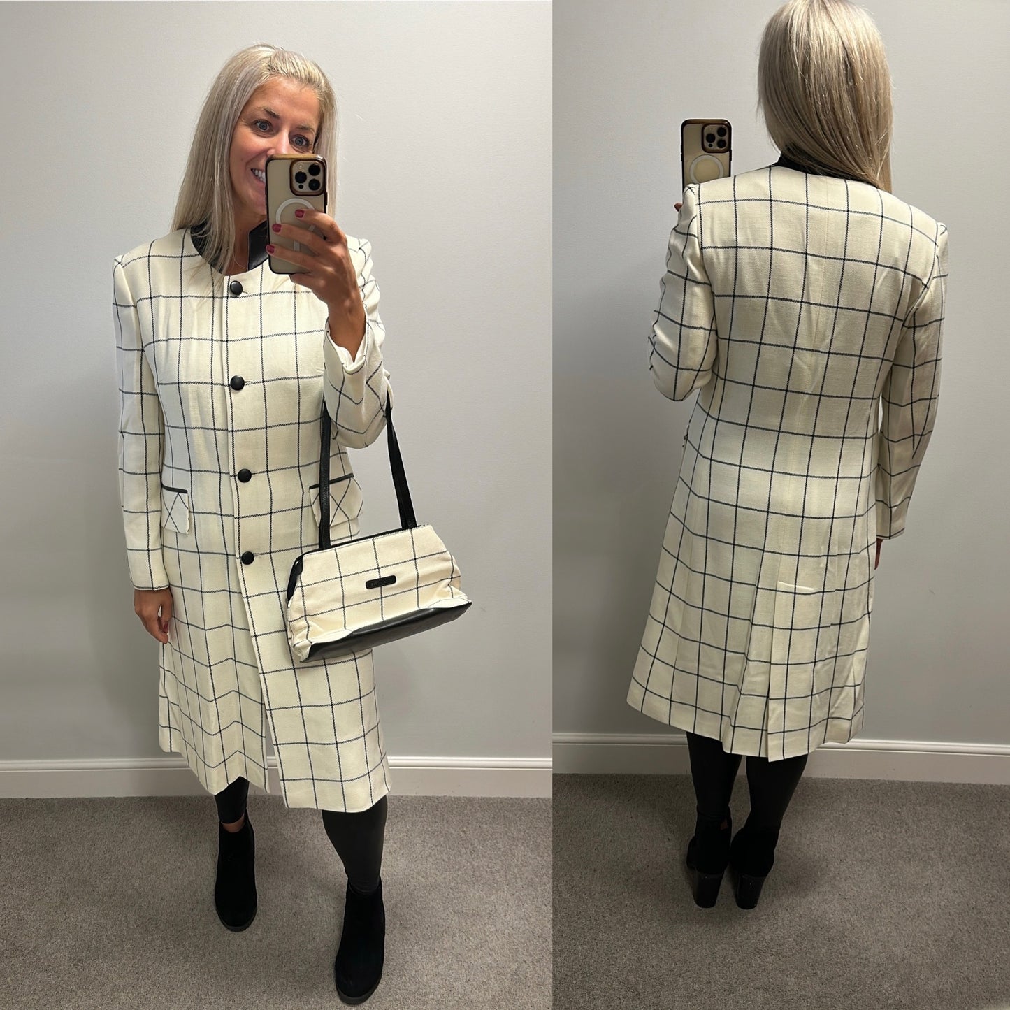 Michael Ambers wool check coat size 12