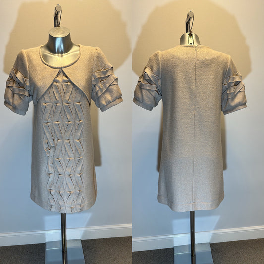 Aftershock London cream shimmer wool dress size M would fit upto size 12