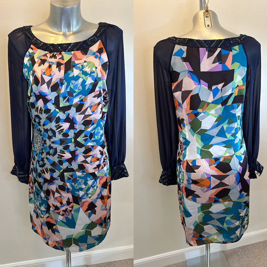 Monsoon multi print dress size 12